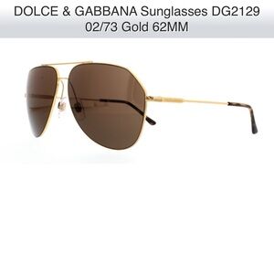 Dolce Gabbana DG2129 Gold Tortoise Aviator Sunglasses 62mm